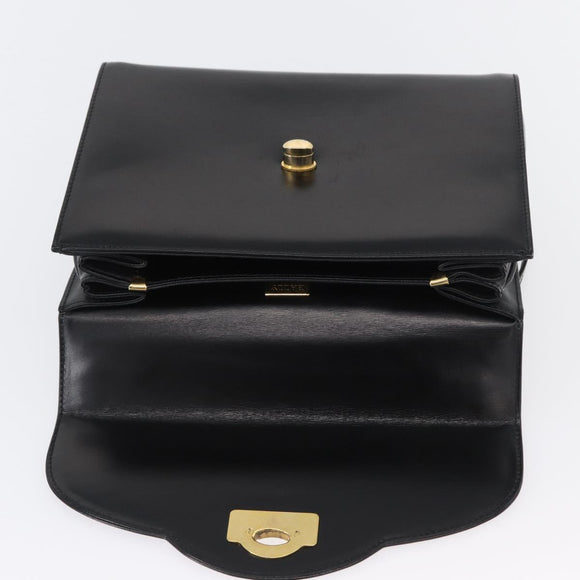 BALLY Hand Bag Leather 2way Black Gold Auth 171380