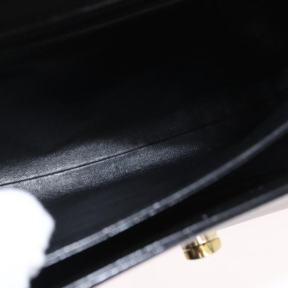 BALLY Handtasche Leder 2way Schwarz Gold Auth 171380