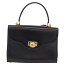BALLY Hand Bag Leather 2way Black Gold Auth 171380-2