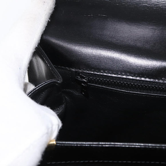 BALLY Handtasche Leder 2way Schwarz Gold Auth 171380