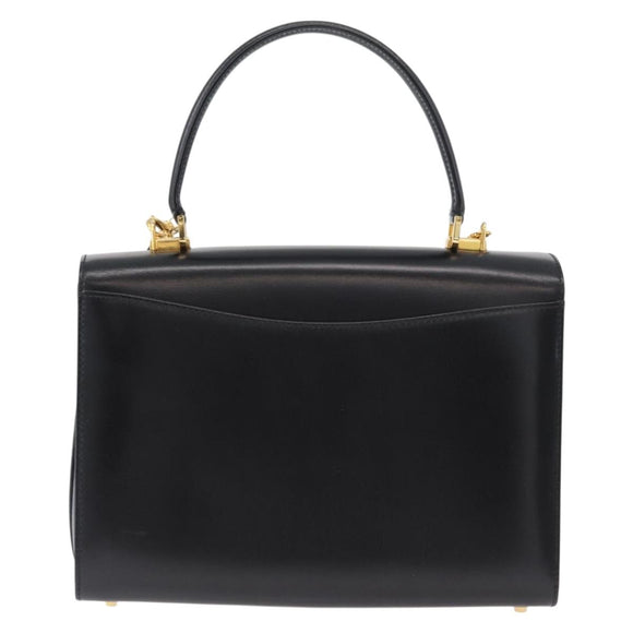 BALLY Handtasche Leder 2way Schwarz Gold Auth 171380
