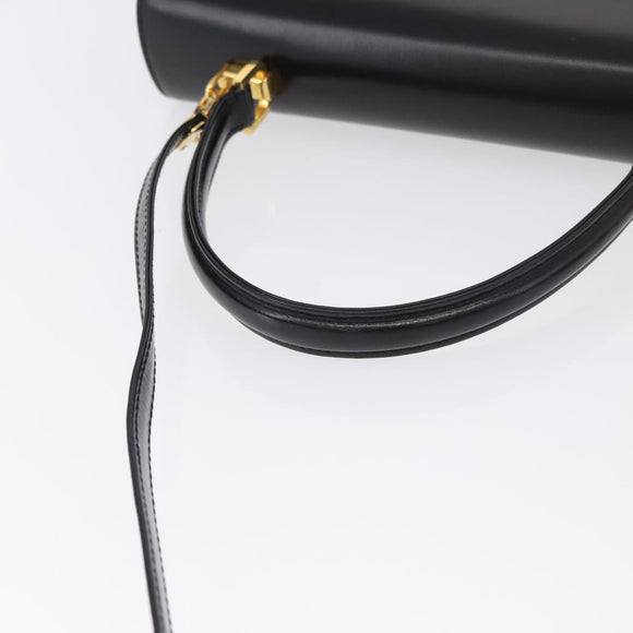 BALLY Hand Bag Leather 2way Black Gold Auth 171380