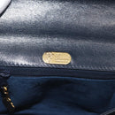 GUCCI Hand Bag Leather Navy Gold 000 056 0017 Auth 171384-19