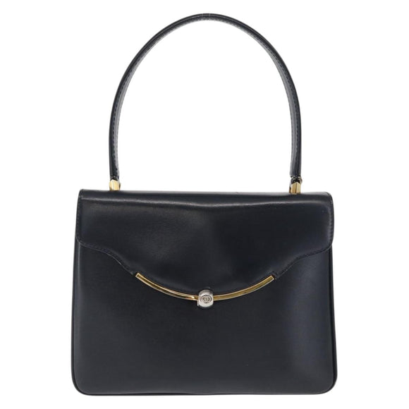 GUCCI Hand Bag Leather Navy Gold 000 056 0017 Auth 171384