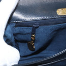 GUCCI Hand Bag Leather Navy Gold 000 056 0017 Auth 171384-25