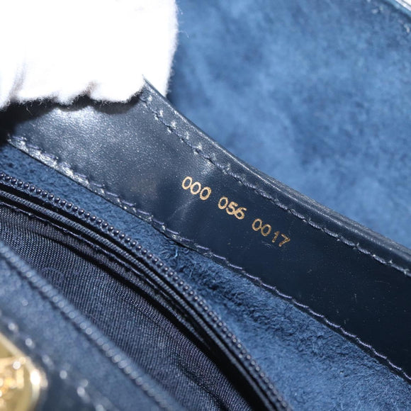 GUCCI Hand Bag Leather Navy Gold 000 056 0017 Auth 171384