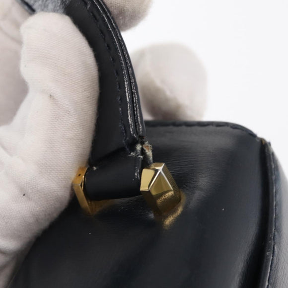 GUCCI Hand Bag Leather Navy Gold 000 056 0017 Auth 171384