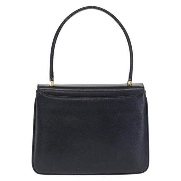 GUCCI Hand Bag Leather Navy Gold 000 056 0017 Auth 171384