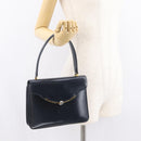 GUCCI Hand Bag Leather Navy Gold 000 056 0017 Auth 171384-30