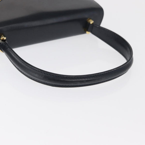 GUCCI Hand Bag Leather Navy Gold 000 056 0017 Auth 171384