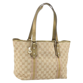GUCCI GG Canvas Sherry Line Tote Bag Beige Gold 137396 Auth 171388A
