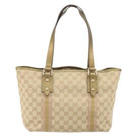 GUCCI GG Canvas Sherry Line Tote Bag Beige Gold 137396 Auth 171388A - 0