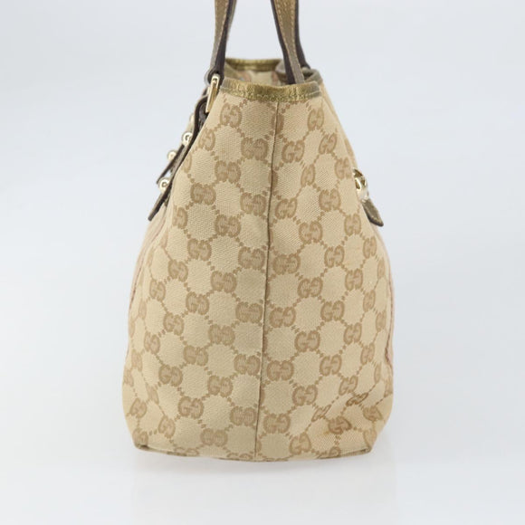 GUCCI GG Canvas Sherry Line Tote Bag Beige Gold 137396 Auth 171388A
