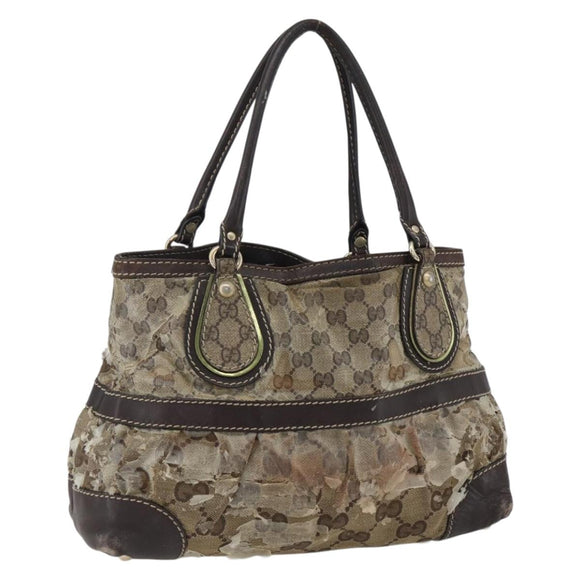 GUCCI GG Crystal Tote Bag Coated Canvas Gold Beige 223964 Auth 171389