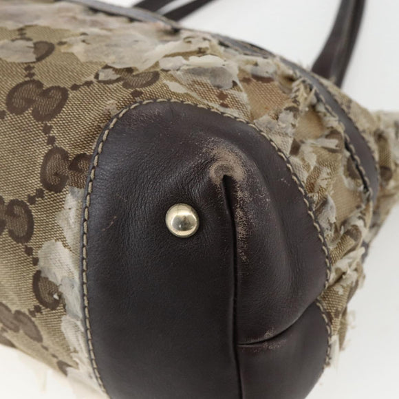 GUCCI GG Crystal Tote Bag Coated Canvas Gold Beige 223964 Auth 171389