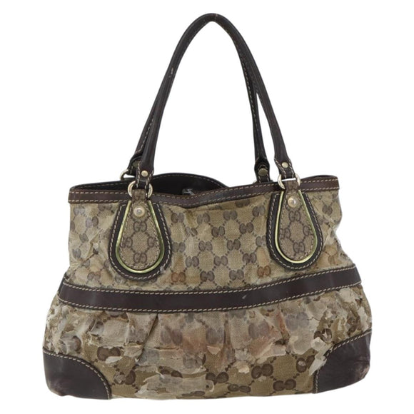 GUCCI GG Crystal Tote Bag Coated Canvas Gold Beige 223964 Auth 171389