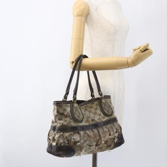 GUCCI GG Crystal Tote Bag Coated Canvas Gold Beige 223964 Auth 171389