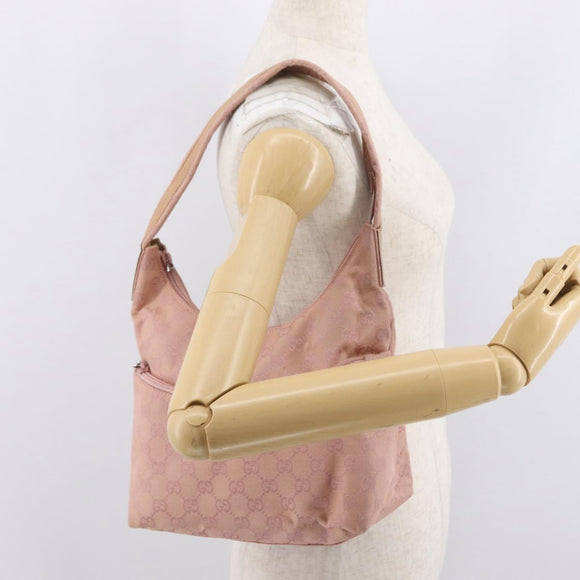 GUCCI GG Canvas Shoulder Bag Pink Silver 001 3386 Auth 171393