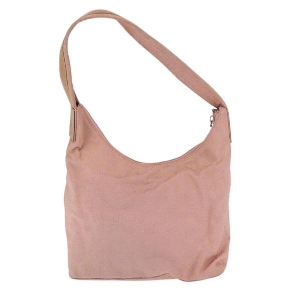 GUCCI GG Canvas Shoulder Bag Pink Silver 001 3386 Auth 171393