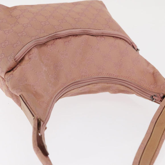 GUCCI GG Canvas Shoulder Bag Pink Silver 001 3386 Auth 171393