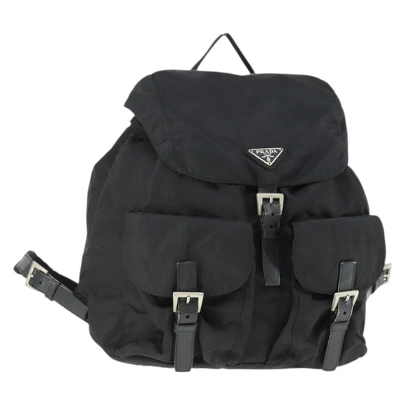 PRADA Backpack Nylon Black Silver Auth 171402
