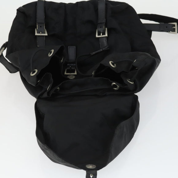 PRADA Backpack Nylon Black Silver Auth 171402