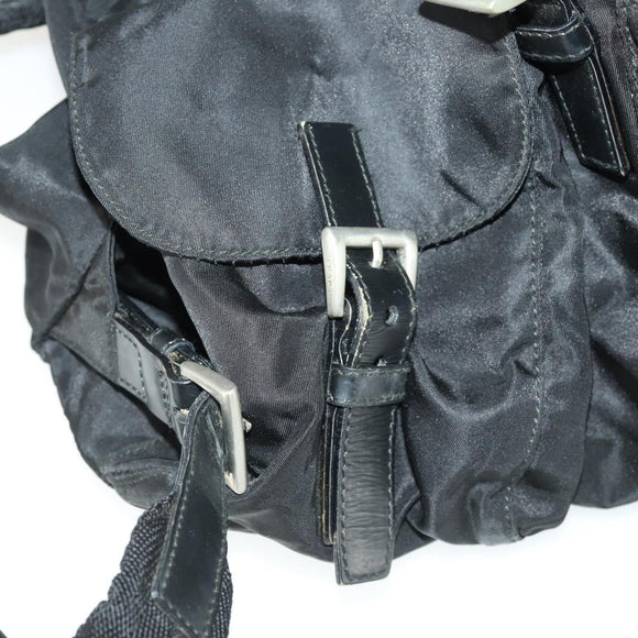 PRADA Backpack Nylon Black Silver Auth 171402