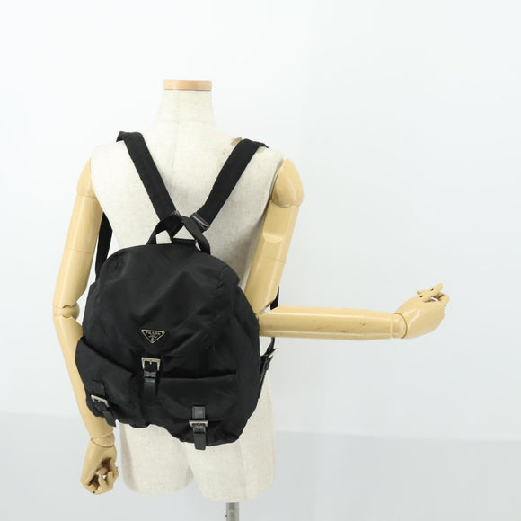 PRADA Backpack Nylon Black Silver Auth 171402