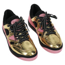 GUCCI Basketball Sneakers Leather Size 35 Gold Auth 171404M-1