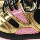GUCCI Basketball Sneakers Leather Size 35 Gold Auth 171404M-11