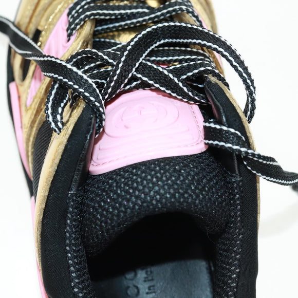 GUCCI Basketball Sneakers Leather Size 35 Gold Auth 171404M