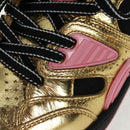 GUCCI Basketball Sneakers Leather Size 35 Gold Auth 171404M-5