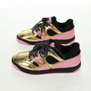 GUCCI Basketball Sneakers Leather Size 35 Gold Auth 171404M-10