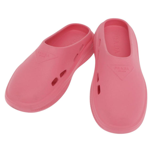 PRADA Slide Sandals Rubber Pink Auth 171405V
