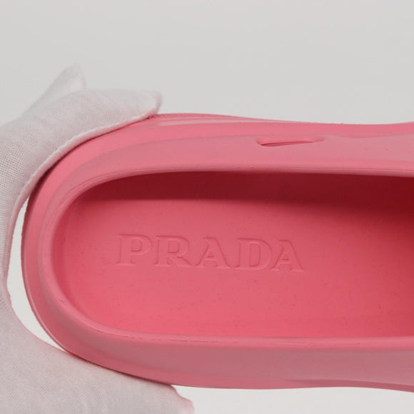 PRADA Slide Sandals Rubber Pink Auth 171405V