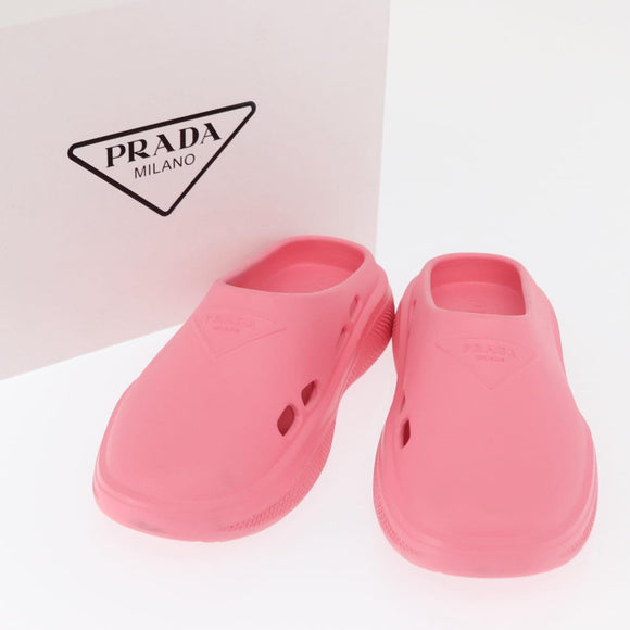 PRADA Slide Sandals Rubber Pink Auth 171405V