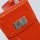 GUCCI Shoulder Bag Patent leather Orange Silver Auth 171407-14