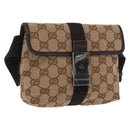GUCCI GG Canvas Waist bag Beige Silver 131236 Auth 171409-1
