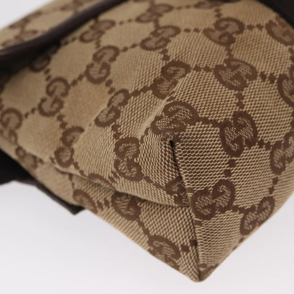 GUCCI GG Canvas Waist bag Beige Silver 131236 Auth 171409