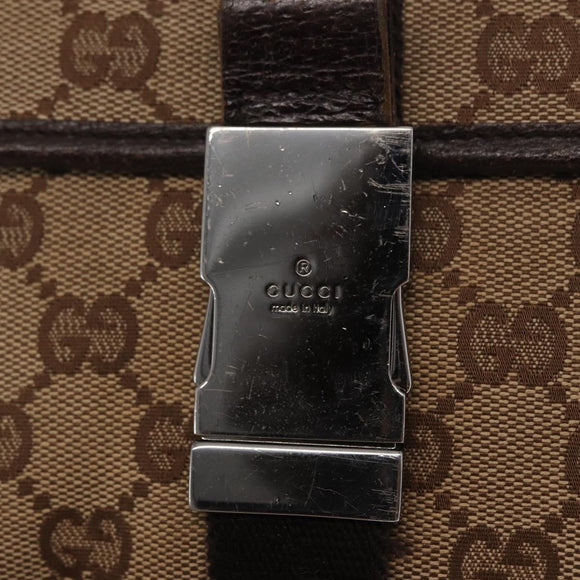 GUCCI GG Canvas Waist bag Beige Silver 131236 Auth 171409
