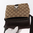 GUCCI GG Canvas Waist bag Beige Silver 131236 Auth 171409-18
