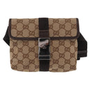 GUCCI GG Canvas Waist bag Beige Silver 131236 Auth 171409-13