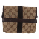 GUCCI GG Canvas Waist bag Beige Silver 131236 Auth 171409-2