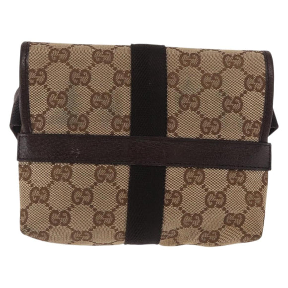 GUCCI GG Canvas Waist bag Beige Silver 131236 Auth 171409