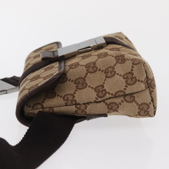 GUCCI GG Canvas Waist bag Beige Silver 131236 Auth 171409