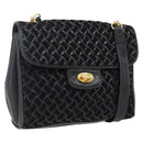 BALLY Shoulder Bag Leather Suede Black Gold Auth 171410-1
