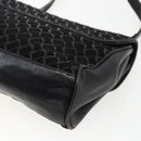 BALLY Shoulder Bag Leather Suede Black Gold Auth 171410-12