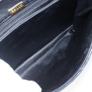 BALLY Shoulder Bag Leather Suede Black Gold Auth 171410-21