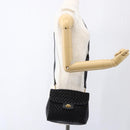 BALLY Shoulder Bag Leather Suede Black Gold Auth 171410-22