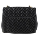 BALLY Shoulder Bag Leather Suede Black Gold Auth 171410-3